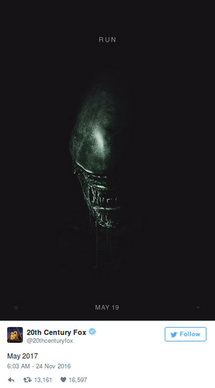 Peringatan di Poster Perdana Alien: Covenant