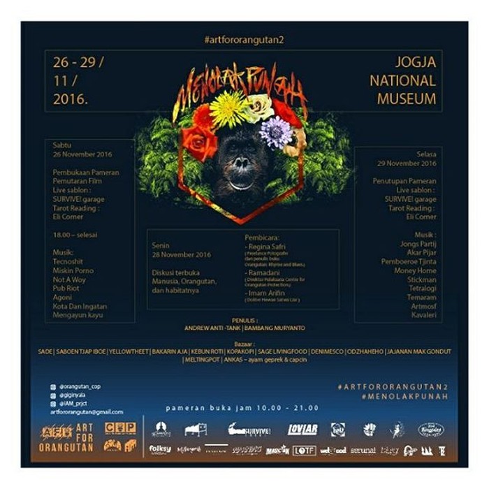 Seni bagi Orangutan Digelar di Yogyakarta Akhir Bulan Ini