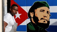 Penampakan mural Fidel Castro di Havana (27 /11/2016). REUTERS/Stringer.