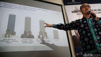 Direktur Eksekutif Charta Politika Yunarto Wijaya saat merilis survei elektabilitas 3 pasangan di Pilgub DKI 2017.