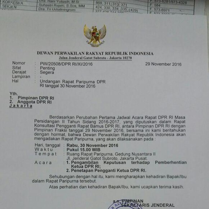 Berhentikan Akom dan Tetapkan Novanto, DPR Gelar Paripurna Pukul 15.00 WIB