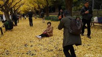 Banyak yang menikmati pemandangan sambil jalan kaki atau sekadar duduk santai. Tak sedikit pula yang asyik berfoto (Kurnia/detikTravel)