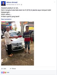 Demi Ikut Demo 212, Pria Asal Aceh Ini Rela Jual Mobilnya