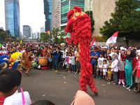 Atribut Partai Hiasi Parade Bhinneka Tunggal Ika di CFD