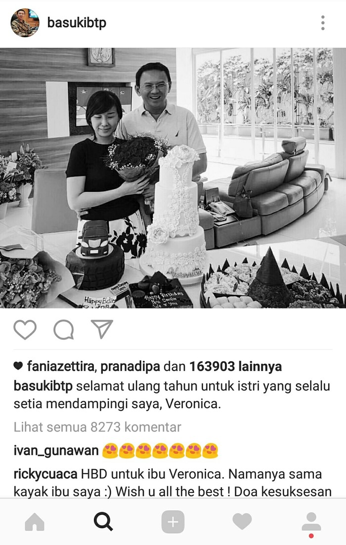 Rayakan Ulang Tahun Istri, Ahok Beri Kado Apa?