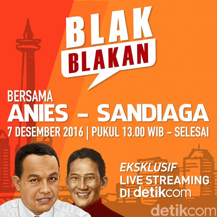 Anies-Sandi Blak-blakan di Live Streaming Eksklusif detikcom Pukul 13.00 WIB