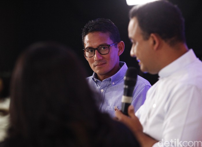 Anies-Sandiaga saat hadiri acara detikcom Blak-blakan.