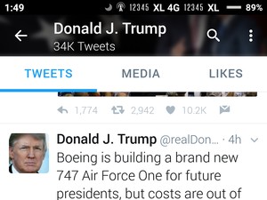 Gedung Putih Pertanyakan Pernyataan Trump Soal Pesawat Kepresidenan