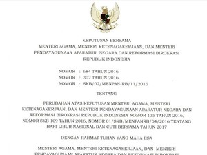 Libur Nasional dan Cuti Bersama 2017 Tambah 3 Hari, Ini Daftar Lengkapnya
