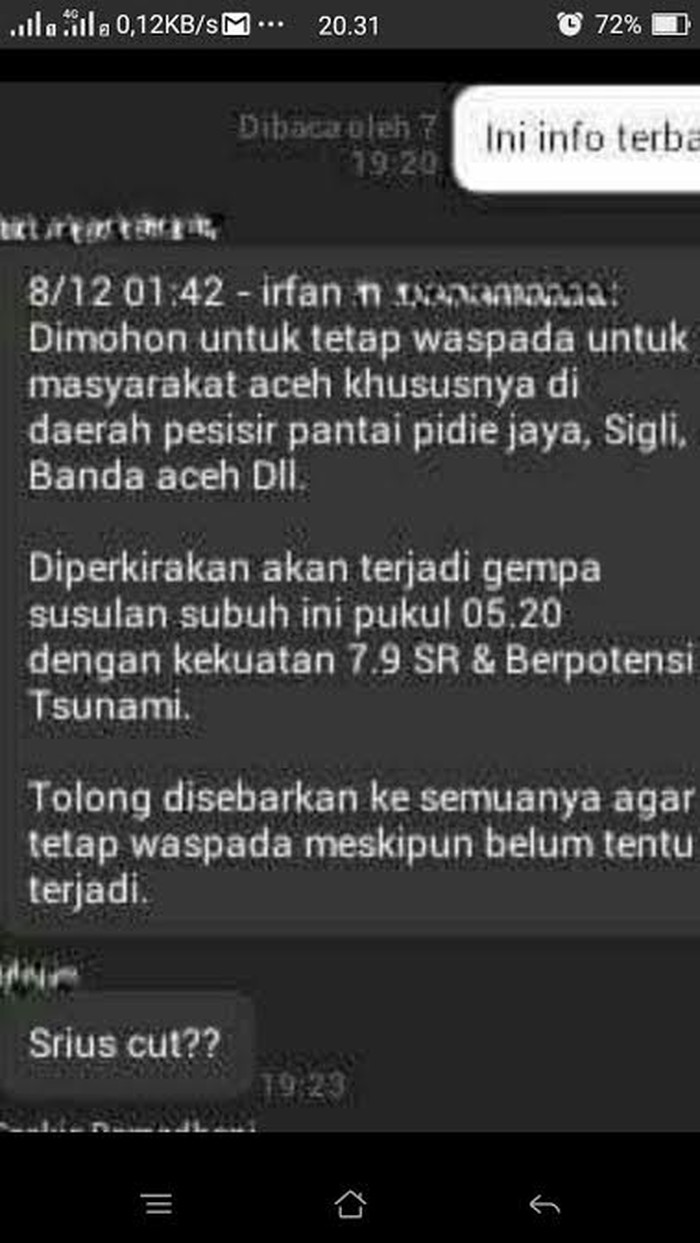 Beredar Info Gempa Susulan 7,9 SR di Pidie Aceh, BMKG: Itu Hoax
