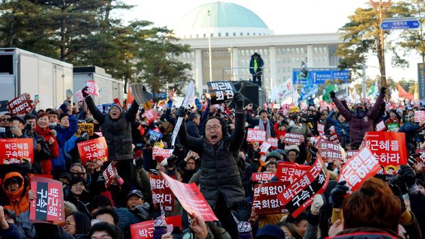Rakyat Korsel Rayakan Pemakzulan Presiden Park Geun-hye