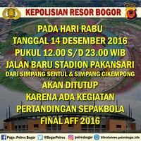 Polisi: Ada Final Piala AFF di Stadion Pakansari, Hindari Wilayah Cibinong
