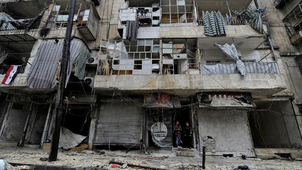 Kehancuran di kota Aleppo