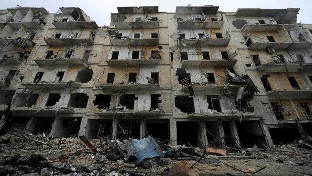 Kehancuran di kota Aleppo