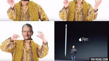 Urutan kedelapan adalah meme yang bertema joget PPAP atau Pen Pineapple Apple Pen yang memang viral sepanjang tahun ini. (Foto: Internet)