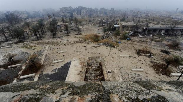 Kehancuran di kota Aleppo