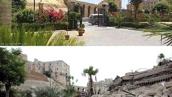 Aleppo juga memiliki bangunan kuno yang bersejarah. Namun kini semuanya hancur tinggal puing. Foto: Olympia