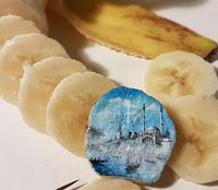 Seniman Ini Membuat Lukisan Mikro di Atas Kuaci, Irisan Pisang hingga Macaron