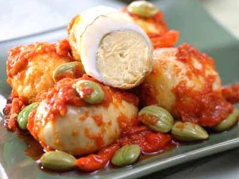 Sambal Telur - Malay traditional cuisine. Hard boiled eggs and chilli sauce
