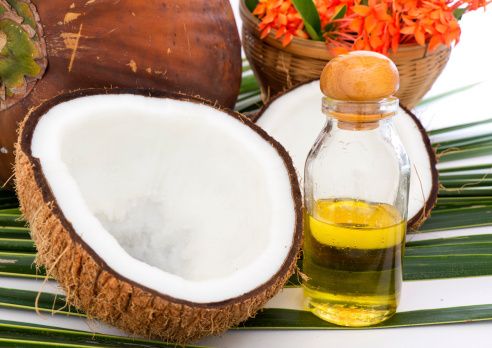 Coconut oil, essential oil, organic cosmetic