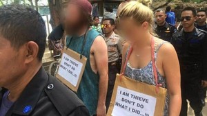Turis Maling Diarak di Gili Trawangan