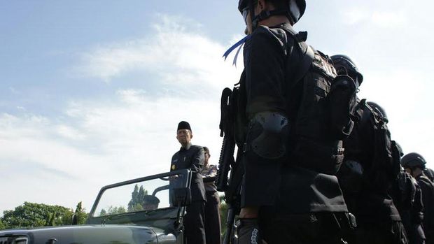 Gubernur Bali Made Mangku Pastika memimpin apel.