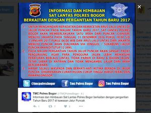 Ini Pengalihan Jalur ke Kawasan Puncak Bogor Saat Malam Tahun Baru
