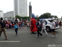 Petugas Dishub Keliling Kawasan Thamrin-Bundaran HI Umumkan Tak Ada CFD
