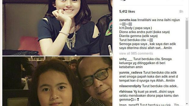 Ini Ungkapan Sedih Anet atas Kepergian Ayah dan Saudaranya