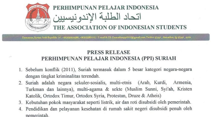 PPI Damaskus Jelaskan Soal Konflik dan Kondisi Terkini Suriah