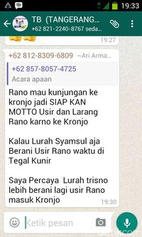Beredar Percakapan Grup WA Tentang Rencana Penolakan Kampanye Rano Karno 