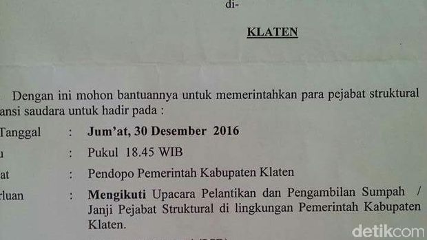Bupati Klaten Ditangkap KPK, Pelantikan 850 Pejabat Ditunda