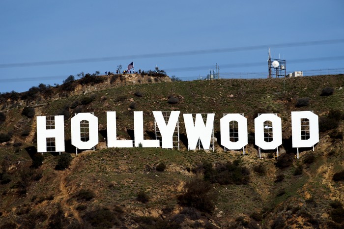 Papan Nama Hollywood Dijahili A view shows the
