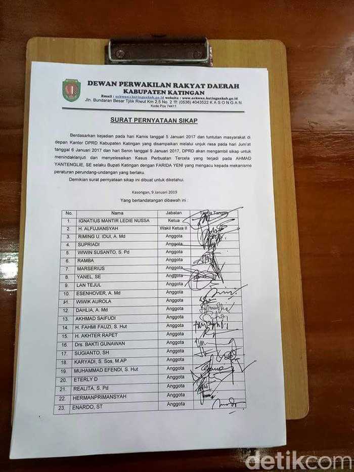 DPRD Katingan Sepakat Makzulkan Bupati Ahmad Yantenglie