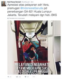 Lewat Twitter, Menhub Budi sampaikan apresiasi terhadap pramugari Garuda Indonesia