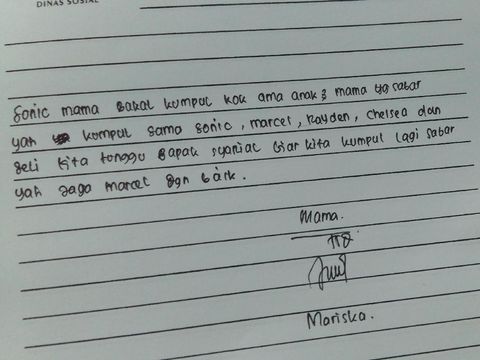 Belum Bertemu, Ibu Bocah Marcel Tulis Surat agar Soni Jaga Adik