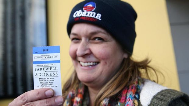Ribuan warga AS antre tiket pidato perpisahan Obama di tengah dingin