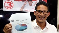 Sandiaga mengumumkan hasil pengumpulan dana kampanye dalam konferensi pers Transparasi Dana Kampanye Anies-Sandi di posko pemenangan di Kebayoran Baru, Jakarta Selatan, Kamis (12/1/2017).