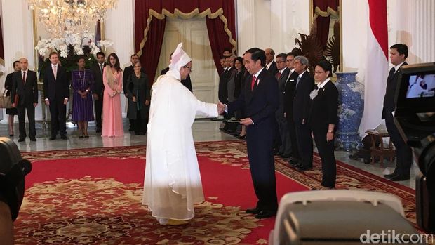  8 Duta Besar Luar Biasa dan Berkuasa Penuh (LBBP) untuk Indonesia menemui Presiden Joko Widodo di Istana Merdeka, Jakarta, Kamis (12/1/2017)