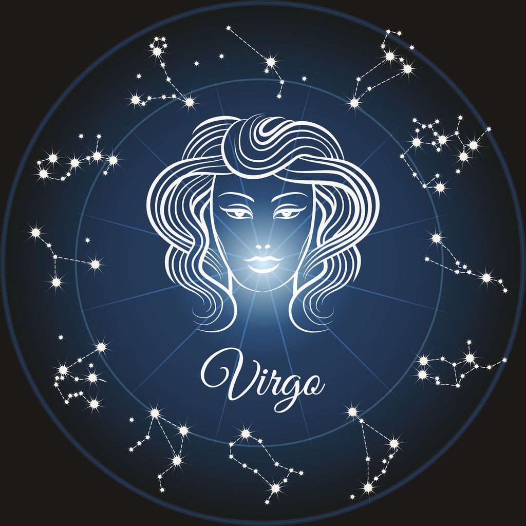 Zodiac sign virgo and circle constellations. Vector illustration