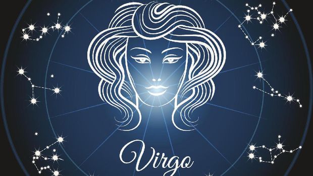 Zodiac sign virgo and circle constellations. Vector illustration