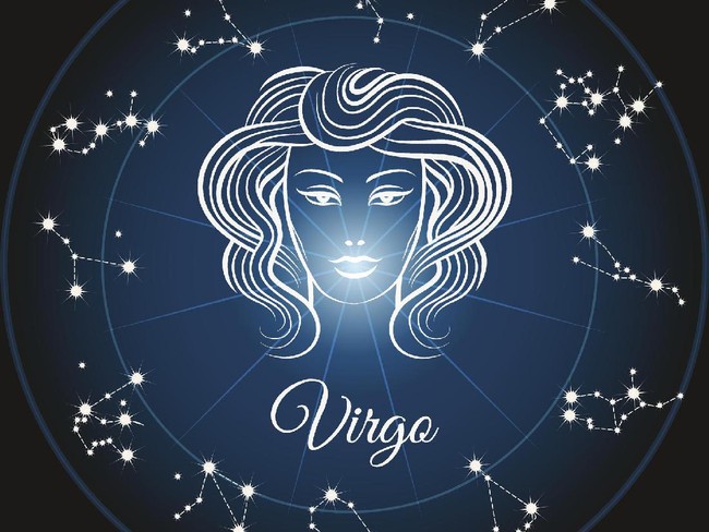 Zodiac sign virgo and circle constellations. Vector illustration