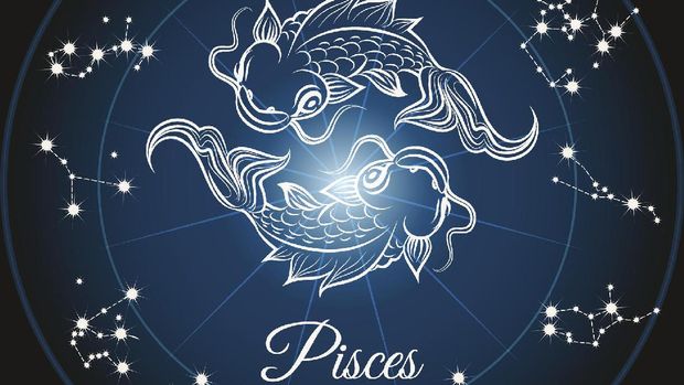 Zodiac sign pisces and circle constellations, Vector illustrattion