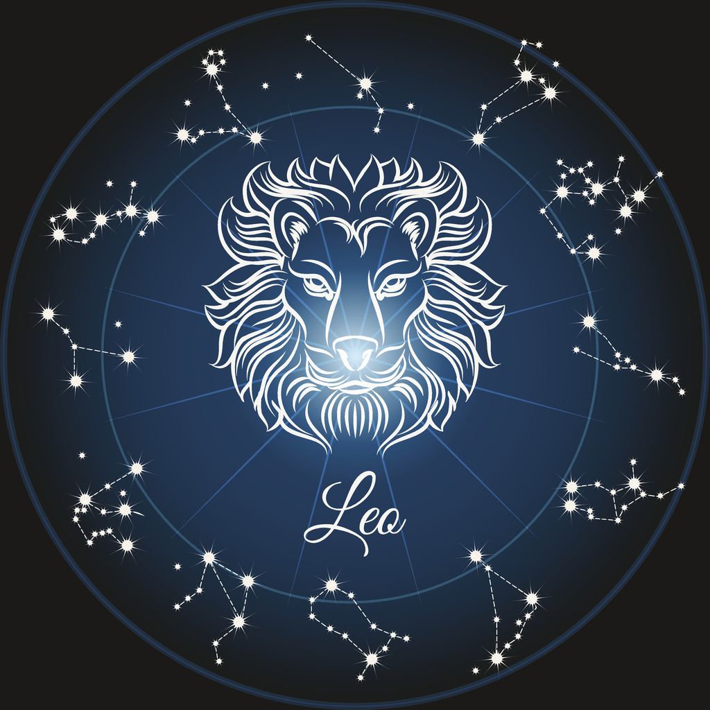 Zodiac sign leo and circle constellations. Vector illustration