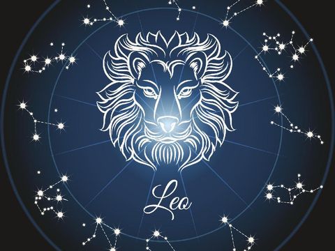 Zodiac sign leo and circle constellations. Vector illustration