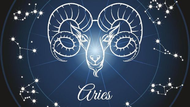Zodiac sign aries and circle constellations. Vector illustration