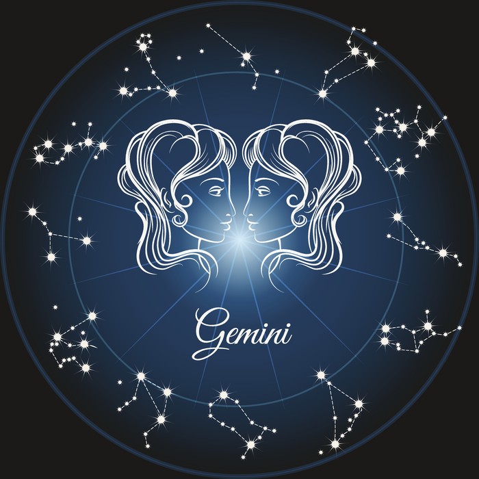 Zodiac sign gemini and circle constellations. Vector illustration