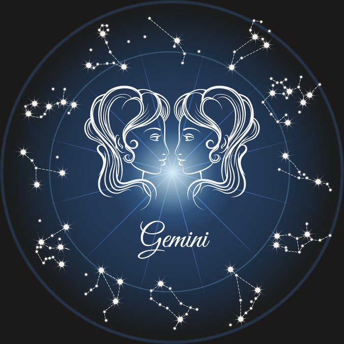 Gemini Zodiac sign gemini and circle constellations. Vector illustration