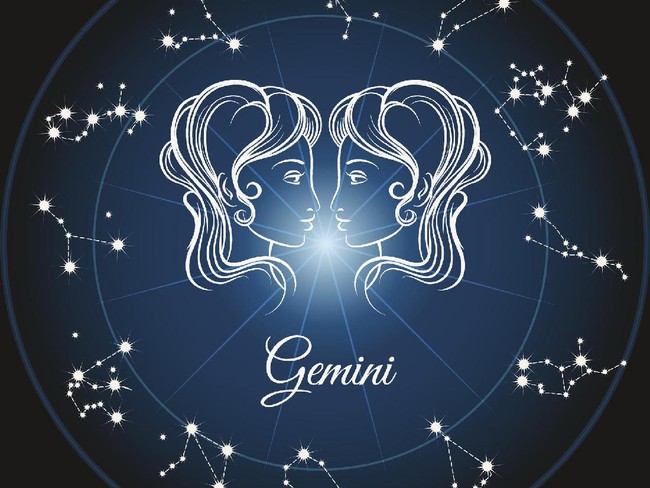 Zodiac sign gemini and circle constellations. Vector illustration
