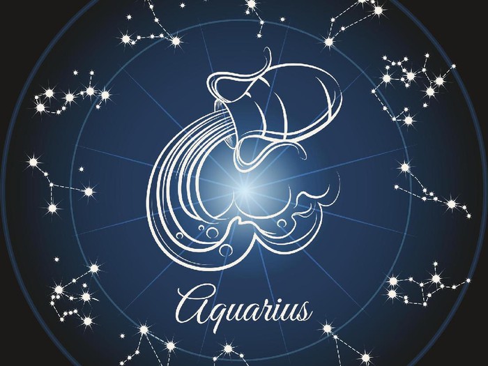 Aquarius Zodiac sign aquarius and circle constellations. Vector illustration